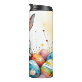 Cute Easter Bunny with Colorful Painted Eggs Thermosbecher (Nach rechts gedreht)