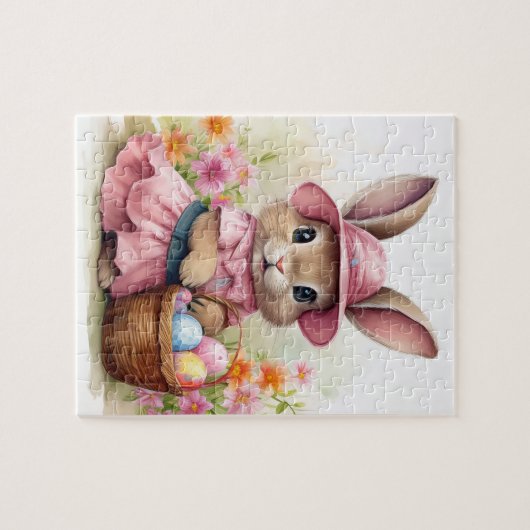 Cute Easter Bunny with Easter Basket Puzzle (Horizontal)