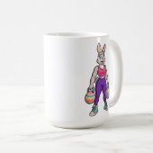 Cute Easter Bunny Workout Cartoon – Fitness Rabbit Kaffeetasse (VorderseiteRechts)