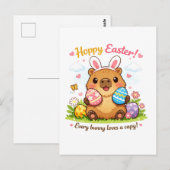 Cute Easter Capybara Eggs Bunny Ears Postkarte (Vorne/Hinten)