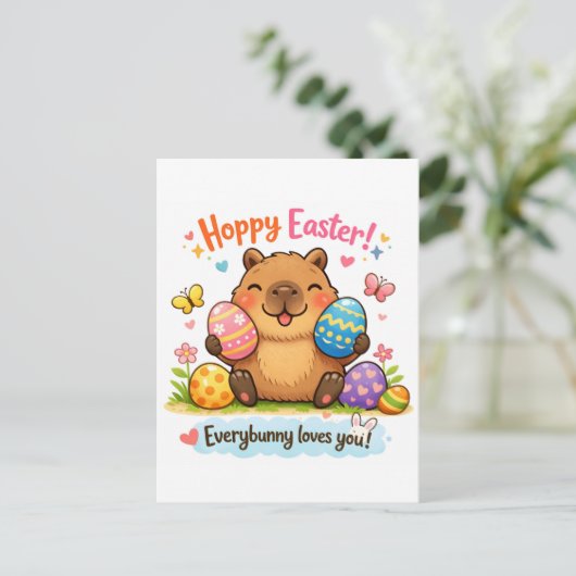 Cute Easter Capybara Eggs  Postkarte (Stehend Vorderseite)