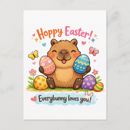 Cute Easter Capybara Eggs  Postkarte (Vorderseite)