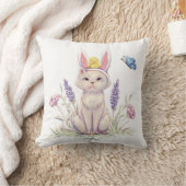 Cute Easter Cat with Chick Illustration pillow Kissen (Decke)