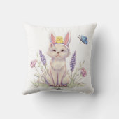 Cute Easter Cat with Chick Illustration pillow Kissen (Rückseite)