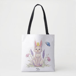 Cute Easter Cat with Chick Illustration Tote Bag Tasche