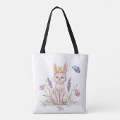 Cute Easter Cat with Chick Illustration Tote Bag Tasche (Rückseite)