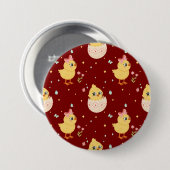 Cute Easter Chick with Pink Bow Seamless Pattern  Button (Vorne & Hinten)
