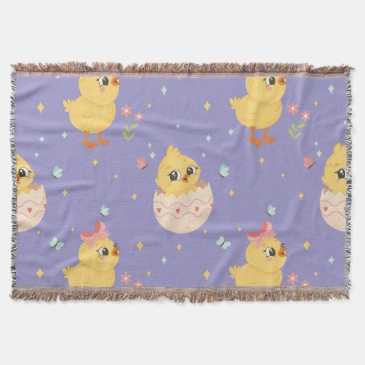 Cute Easter Chick with Pink Bow Seamless Pattern  Decke (Vorderseite)