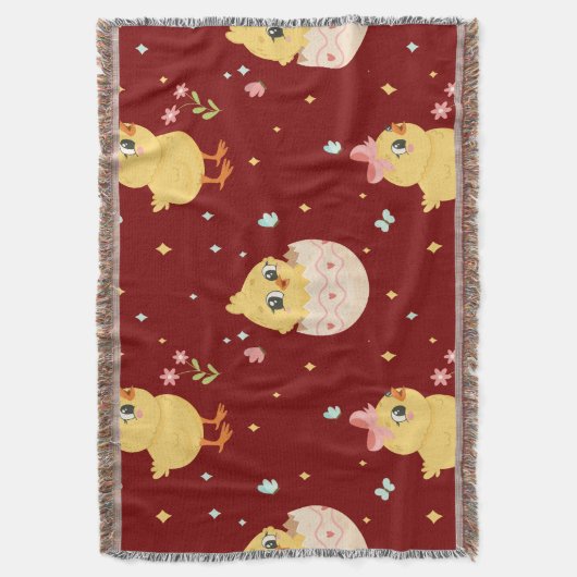 Cute Easter Chick with Pink Bow Seamless Pattern  Decke (Vorderseite Vertikal)