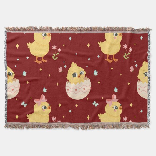 Cute Easter Chick with Pink Bow Seamless Pattern  Decke (Vorderseite)