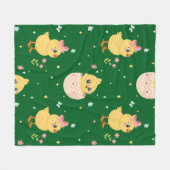 Cute Easter Chick with Pink Bow Seamless Pattern  Fleecedecke (Vorderseite (Horizontal))