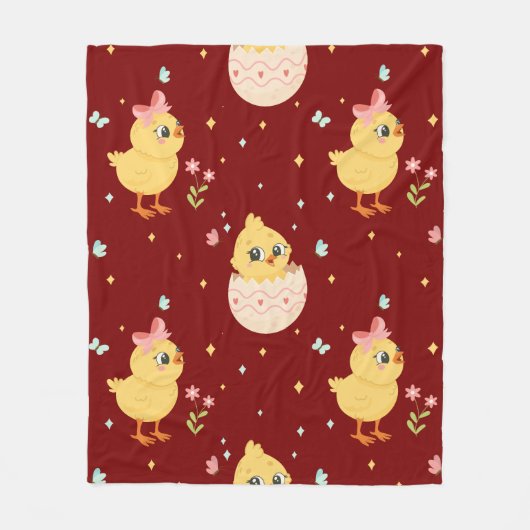 Cute Easter Chick with Pink Bow Seamless Pattern  Fleecedecke (Vorderseite)