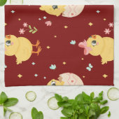 Cute Easter Chick with Pink Bow Seamless Pattern  Geschirrtuch (Gefaltet)