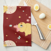 Cute Easter Chick with Pink Bow Seamless Pattern  Geschirrtuch (Viertel Falte)