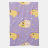Cute Easter Chick with Pink Bow Seamless Pattern  Geschirrtuch (Vertikal)