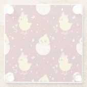 Cute Easter Chick with Pink Bow Seamless Pattern  Glasuntersetzer (Rückseite)