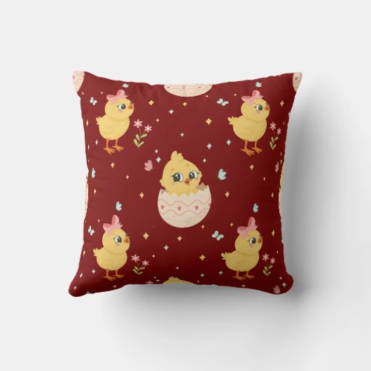 Cute Easter Chick with Pink Bow Seamless Pattern Kissen (Rückseite)