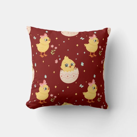 Cute Easter Chick with Pink Bow Seamless Pattern  Kissen (Vorderseite)