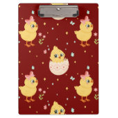 Cute Easter Chick with Pink Bow Seamless Pattern  Klemmbrett (Vorderseite)