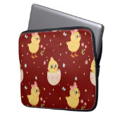 Cute Easter Chick with Pink Bow Seamless Pattern  Laptopschutzhülle (Vorderseite Links)
