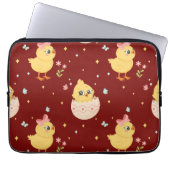 Cute Easter Chick with Pink Bow Seamless Pattern  Laptopschutzhülle (Vorderseite)