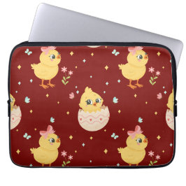 Cute Easter Chick with Pink Bow Seamless Pattern  Laptopschutzhülle