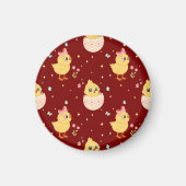Cute Easter Chick with Pink Bow Seamless Pattern  Magnet (Vorne)