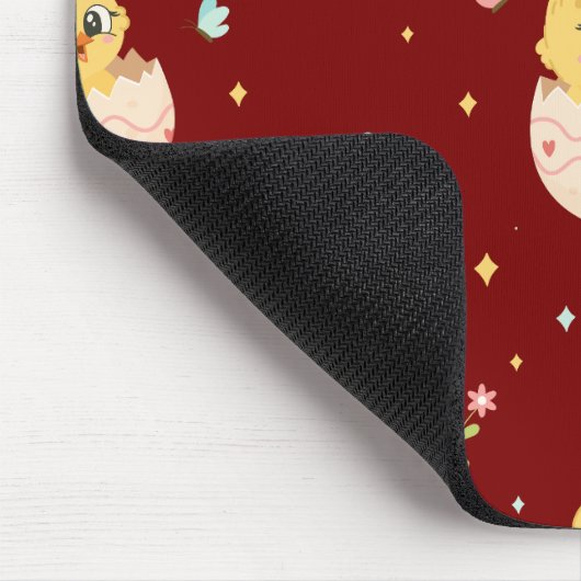 Cute Easter Chick with Pink Bow Seamless Pattern  Mousepad (Ecke)