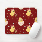 Cute Easter Chick with Pink Bow Seamless Pattern  Mousepad (Mit Mouse)