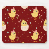 Cute Easter Chick with Pink Bow Seamless Pattern  Mousepad (Vorne)