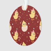 Cute Easter Chick with Pink Bow Seamless Pattern  Ornament (Vorderseite)