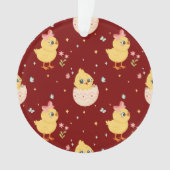 Cute Easter Chick with Pink Bow Seamless Pattern  Ornament (Vorderseite)