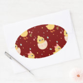 Cute Easter Chick with Pink Bow Seamless Pattern  Ovaler Aufkleber (Umschlag)