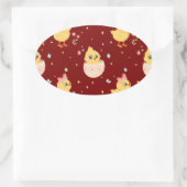 Cute Easter Chick with Pink Bow Seamless Pattern  Ovaler Aufkleber (Tasche)