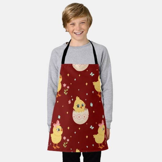 Cute Easter Chick with Pink Bow Seamless Pattern  Schürze (Getragen)