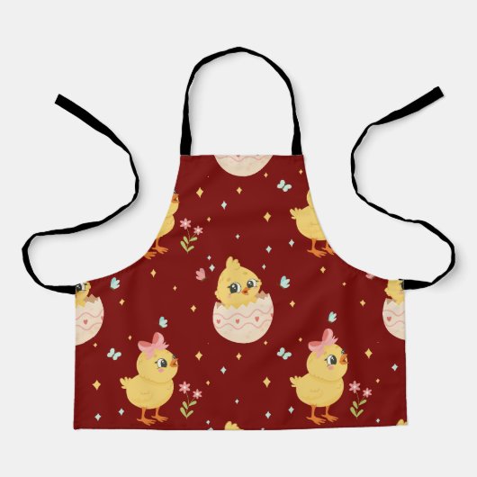 Cute Easter Chick with Pink Bow Seamless Pattern  Schürze (Vorderseite)