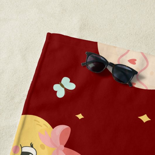 Cute Easter Chick with Pink Bow Seamless Pattern  Strandtuch (Beispiel)