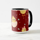 Cute Easter Chick with Pink Bow Seamless Pattern  Tasse (VorderseiteRechts)