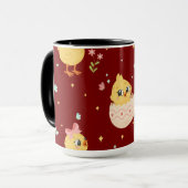 Cute Easter Chick with Pink Bow Seamless Pattern  Tasse (Vorderseite Links)
