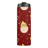 Cute Easter Chick with Pink Bow Seamless Pattern  Thermosbecher (Vorderseite)