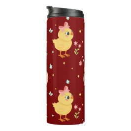 Cute Easter Chick with Pink Bow Seamless Pattern  Thermosbecher
