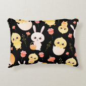 Cute Easter Chicks & Bunnies Seamless Pattern Dekokissen (Vorderseite)