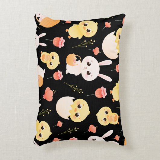 Cute Easter Chicks & Bunnies Seamless Pattern  Dekokissen (Vorderseite(Vertikal))