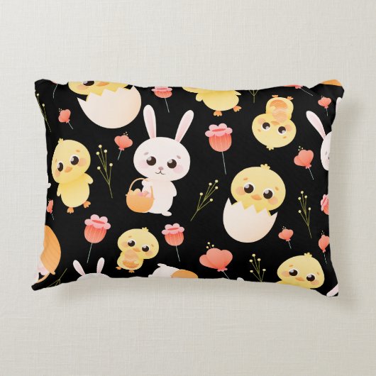 Cute Easter Chicks & Bunnies Seamless Pattern Dekokissen (Rückseite)