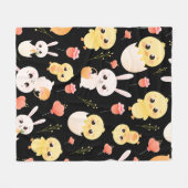 Cute Easter Chicks & Bunnies Seamless Pattern  Fleecedecke (Vorderseite (Horizontal))