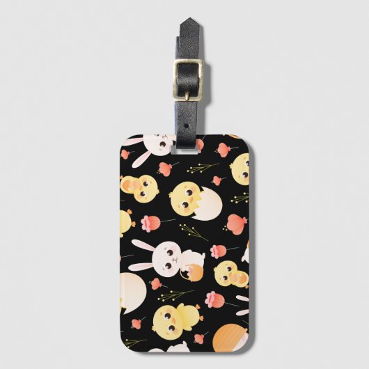 Cute Easter Chicks & Bunnies Seamless Pattern  Gepäckanhänger (Vorderseite Vertikal)