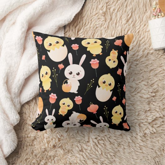 Cute Easter Chicks & Bunnies Seamless Pattern Kissen (Decke)