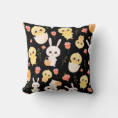 Cute Easter Chicks & Bunnies Seamless Pattern Kissen (Vorderseite)
