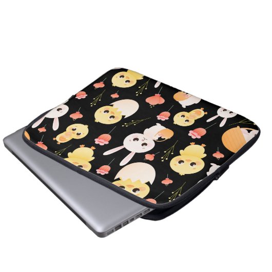 Cute Easter Chicks & Bunnies Seamless Pattern  Laptopschutzhülle (Vorne Knopf)