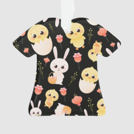 Cute Easter Chicks & Bunnies Seamless Pattern  Orn Ornament